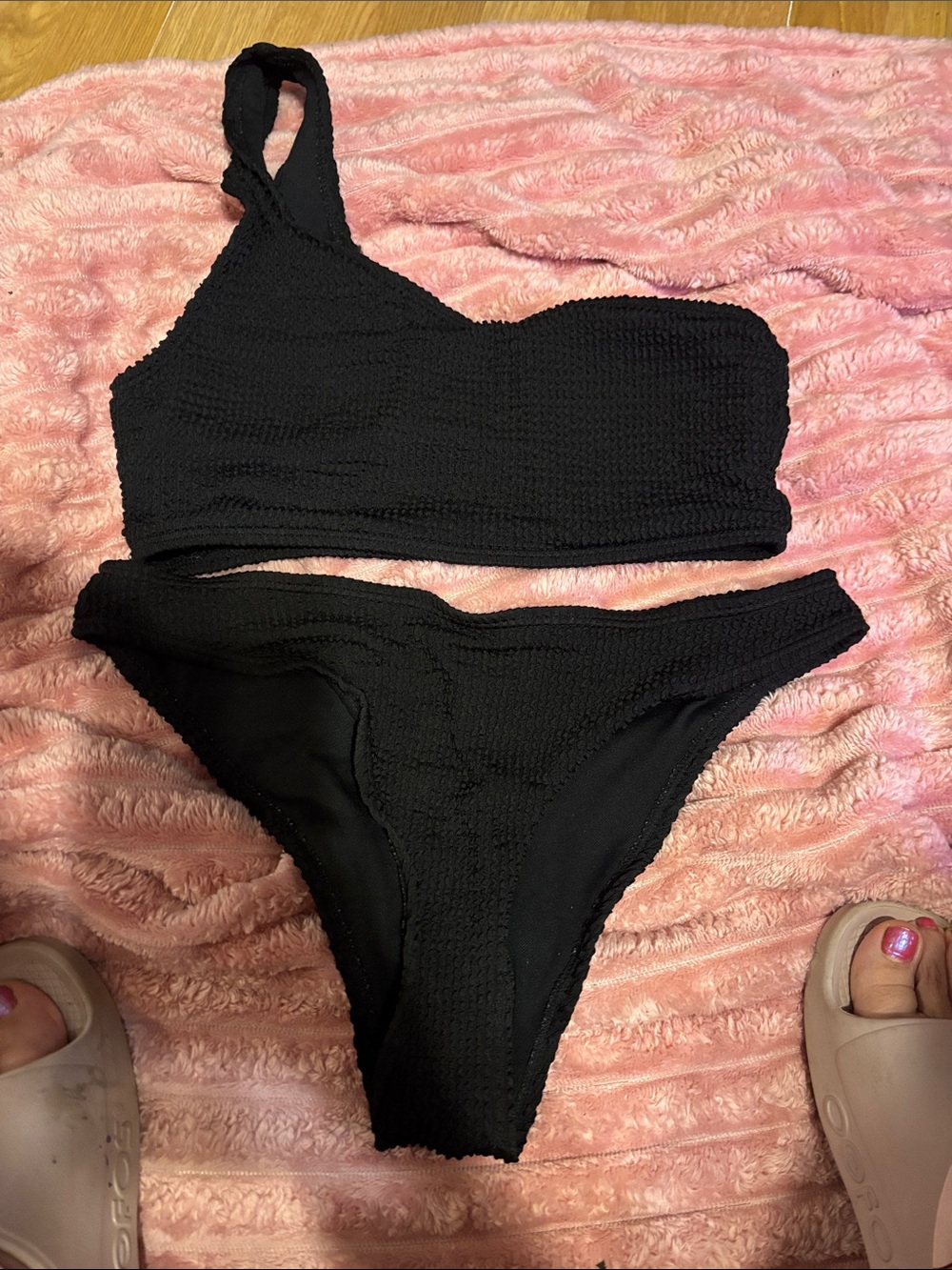 Black bikini set , size L top and bottom